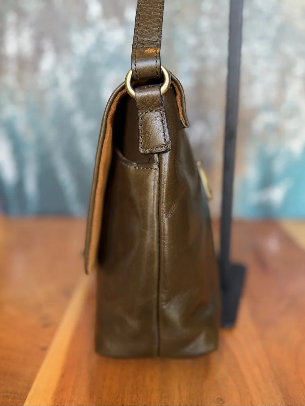 Patricia‎ Nash Western Chic 2010’s Bottle Green Leather Flap Crossbody Bag VGUC